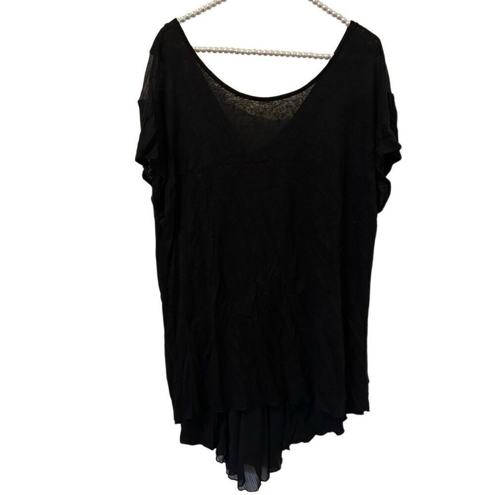 Dantelle Tunic Women 1x Sheer cut out Black Rayon linen boho whimsigoth goth NWT